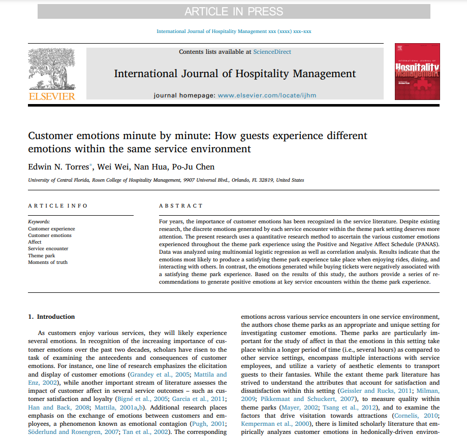 Customer emotions minute by minute: How guests experience different emotions within the same service environment